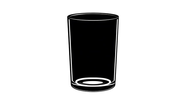 A black empty glass is isolated in simple style