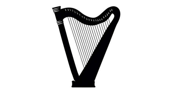 A sophisticated black and white of a harp, perfect for musical or artistic themed projects