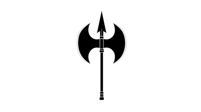An emblematic double-bladed axe with a central spearhead
