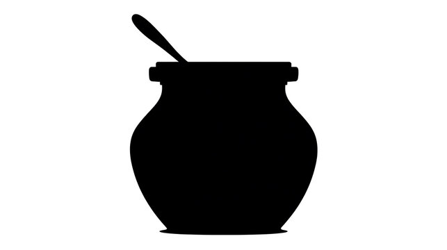 Silhouette of a jar with a spoon, symbolizing sweetness and culinary delights. This image evokes feelings of home, comfort, and culinary creativity