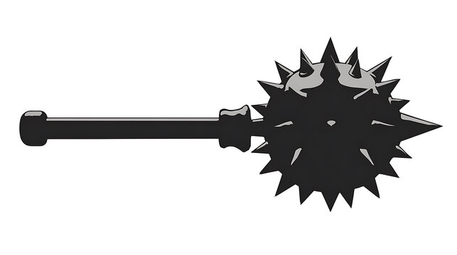A formidable mace weapon, ready for battle, showcasing sharp spikes and a sturdy handle