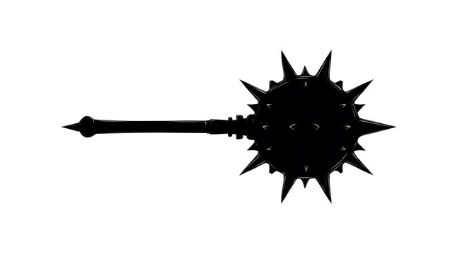 A spiked mace, an ancient weapon of war, stands out with its intricate details