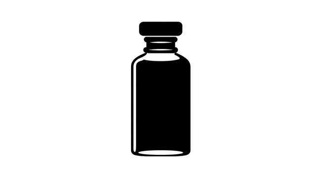A dark silhouette of a small medicine bottle 