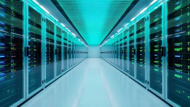 server room with rows of data racks