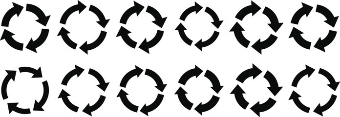 Fototapeta premium Circular Arrows Refresh Icon Set for Reload, Sync, Update, Rotation Process, Data Transfer, and System Interface Design
