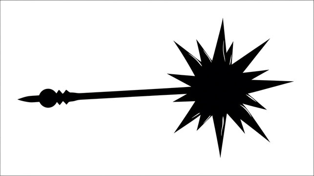 A detailed illustration of a starburst emblem. A single pointed star extending outward. 