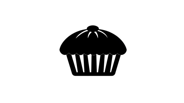 A simple silhouette of a muffin against a bright field