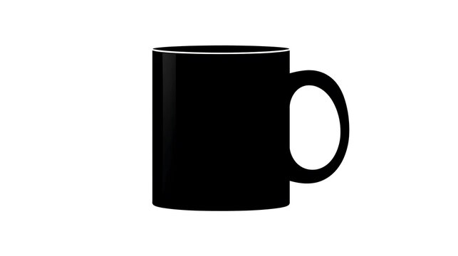 A simple black mug, perfect for enjoying your favorite beverage. The mug features a handle and a sleek, minimalist design