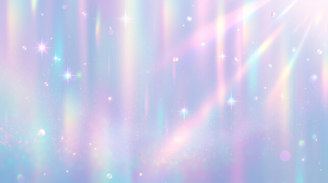 キラキラと輝くパステルカラーの幻想的なホログラム背景素材