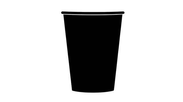 A minimalist depiction of a simple, black cup