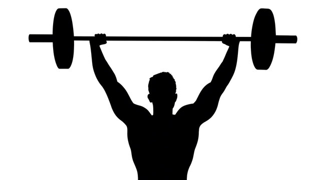 A silhouette of a muscular individual performing a weightlifting exercise