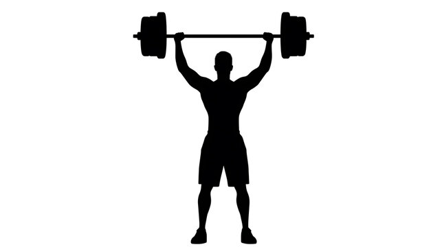 A man silhouette lifting heavy weights