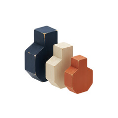 Obraz premium Three Geometric Wooden Blocks in Varying Colors