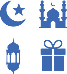Obraz premium set of silhouette 4 eid elements icons