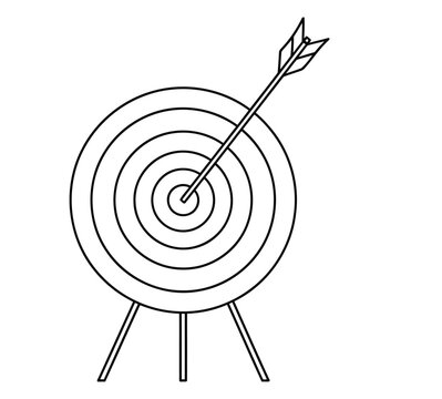 Archery Target with Arrow Outline Icon, Target Practice Vector