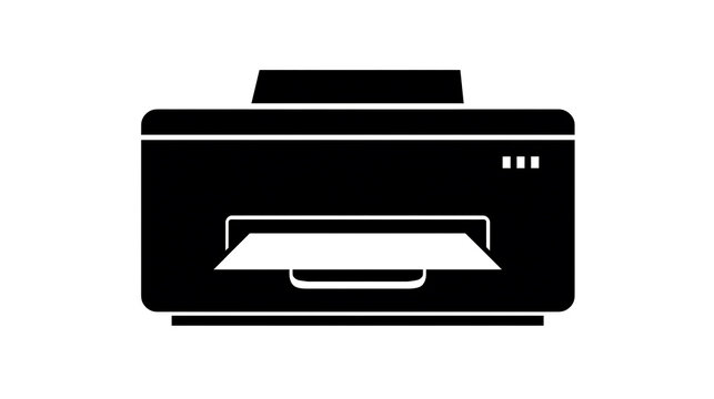 A black printer icon with a sheet of paper