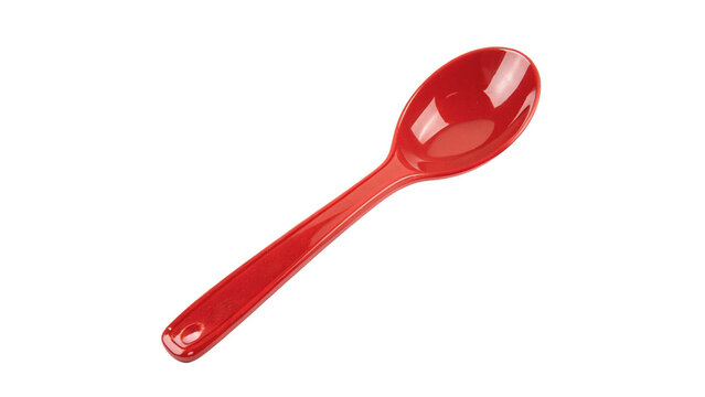 Bright red spoon  isolated on transparent background cut out