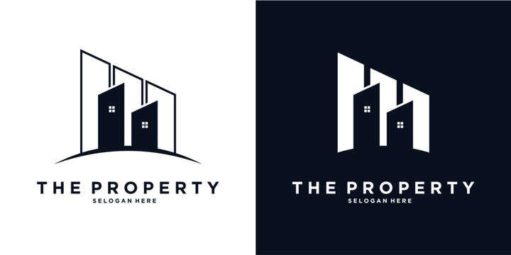 Modern building logo design for real estate, property company, construction business, architecture firm, and housing development branding.