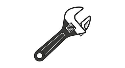 Obraz premium Adjustable Wrench Tool Black Vector Illustration.