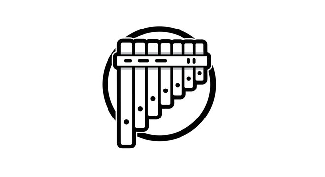 Simple Line Drawing of Pan Flute Instrument.