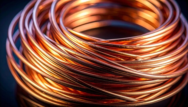 Thin copper wires overlapping and arranged in an abstract spiral shape on a number plate