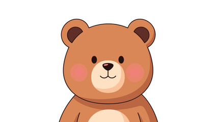 Obraz premium Adorable fluffy cartoon teddy bear with big brown ears and rosy cheeks, presenting a friendly and comforting presence for children.