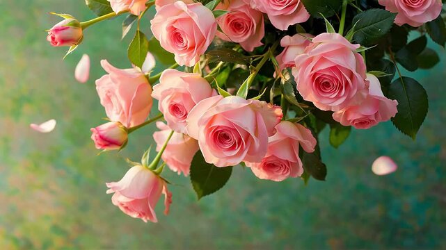 Pink roses in a bouquet