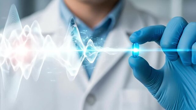 Scientist holding digital medicine capsule for precision pharmacology research