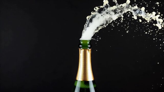 Champagne bottle with liquid splash