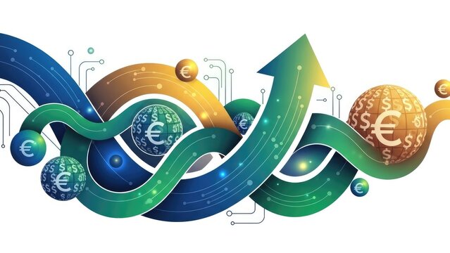 Euro Currency Exchange Rate Graph Illustration.