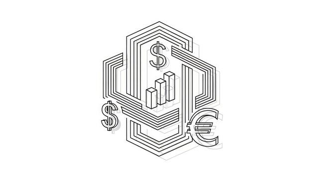 Financial Growth Graph with Currency Symbols.