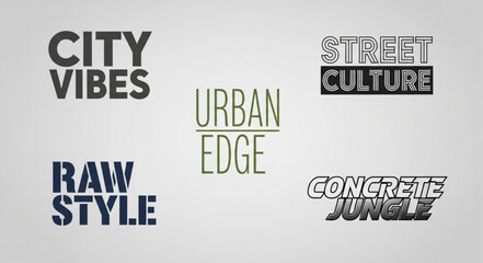 Collection of urban-themed typography designs showcasing street culture and city vibes. © Novi