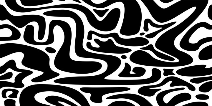 Abstract seamless pattern. Creative geometric shape background trendy design with liquid wavy shapes. Doodle backdrop.