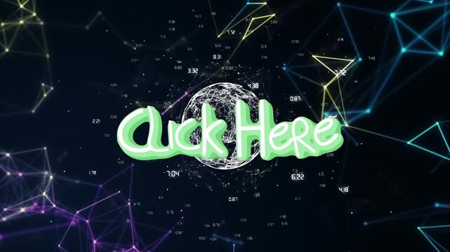 Animation of click here text over globe