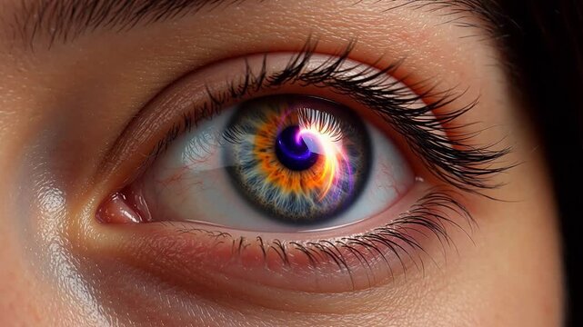 Closeup of human eye with colorful iris