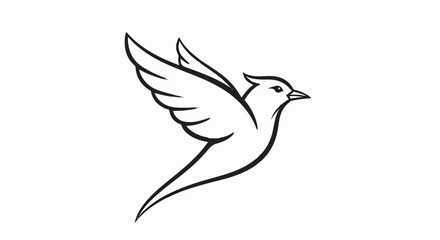 Obraz premium Minimalist black outline drawing of a bird in flight against a white background