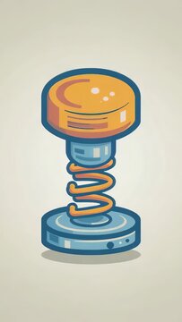 Vertical video: Bouncing spring oscillating after cap shift in studio with orange coil damping