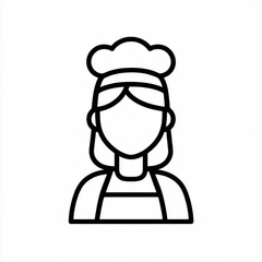 Obraz premium Hand Drawn Woman as Chef Black and White Avatar Illustration in Minimal Line Art Style Design