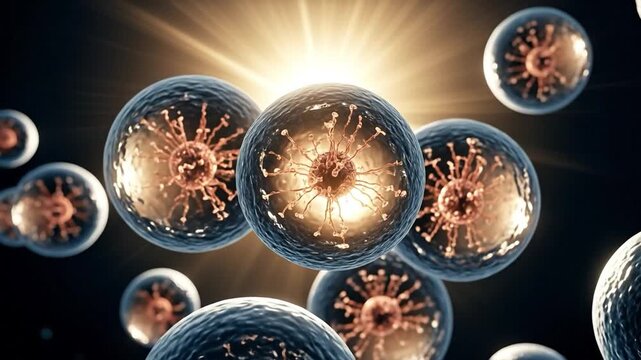 Microscopic view of stem cells for regenerative medicine and biotechnology research