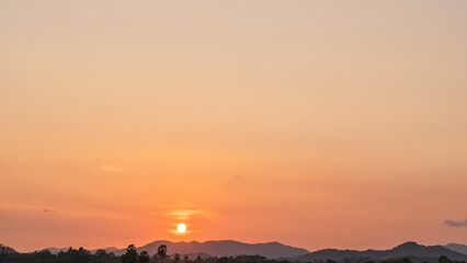 Sky dusk dramatic background, Summer season gold sunset landscape nature light clouds blue orange...