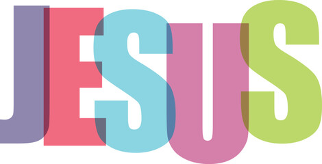 Jesus colorful typography white background © BIPLABKUMAR
