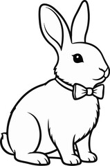 Obraz premium Line drawing of a rabbit wearing a bow tie