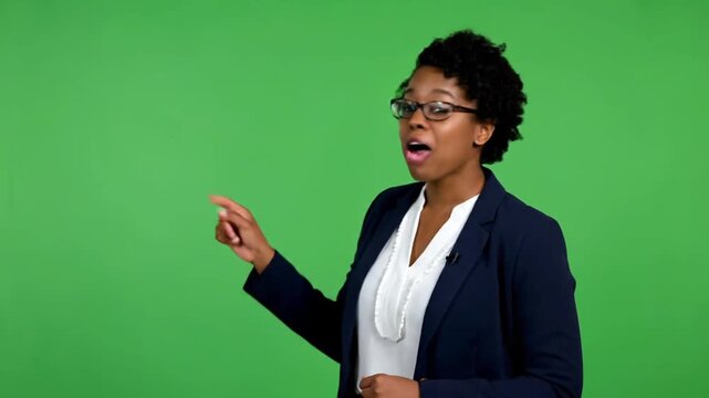 Professional Woman News Presenter on Green Screen &ndash; Broadcast Footage