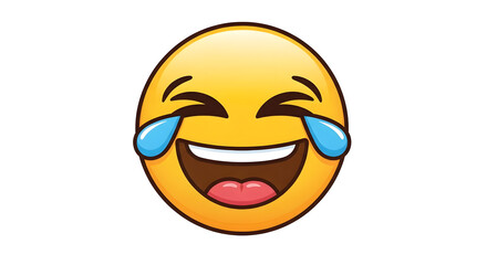 Fototapeta premium Laughing Yellow Face with Tears Emoji Expression Emoji