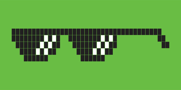 Black pixel glasses. Like a boss meme. Mafia gangster funky logo. Vector illustration graphic design.