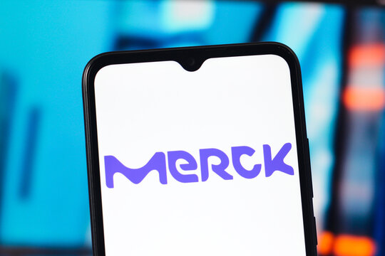 In this photo illustration, the Merck logo is seen displayed on a smartphone screen.
