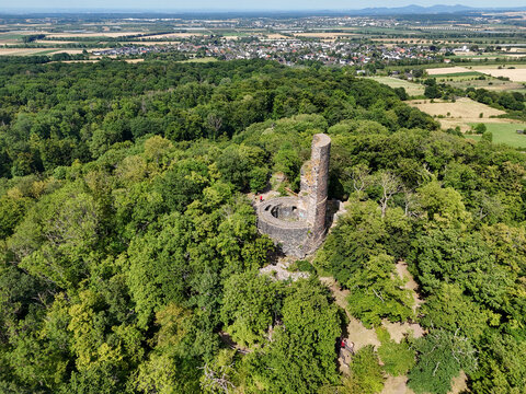 View from the Tomburg near Rheinbach of the Siebengebirge mountains near Bonn in Germany