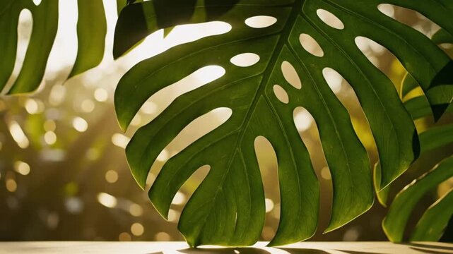 Monstera Leaf Macro with Soft Natural Light