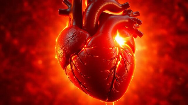 Human heart with glowing veins