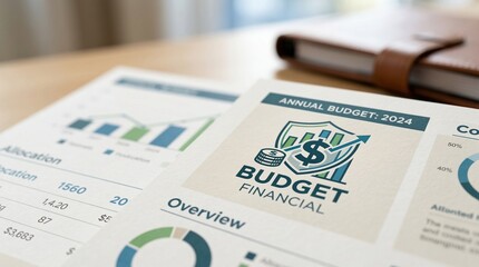 Fototapeta premium Annual Budget report with financial graphs and overview document 